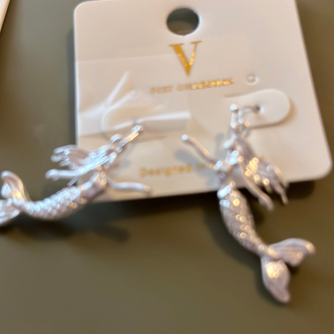 Silver mermaid earring