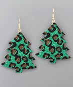 Glitter Leopard tree Earrings