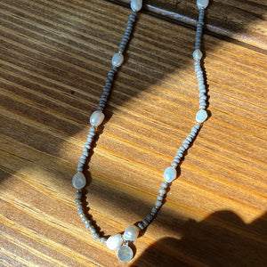 Seed bead & freshwater pearl necklace