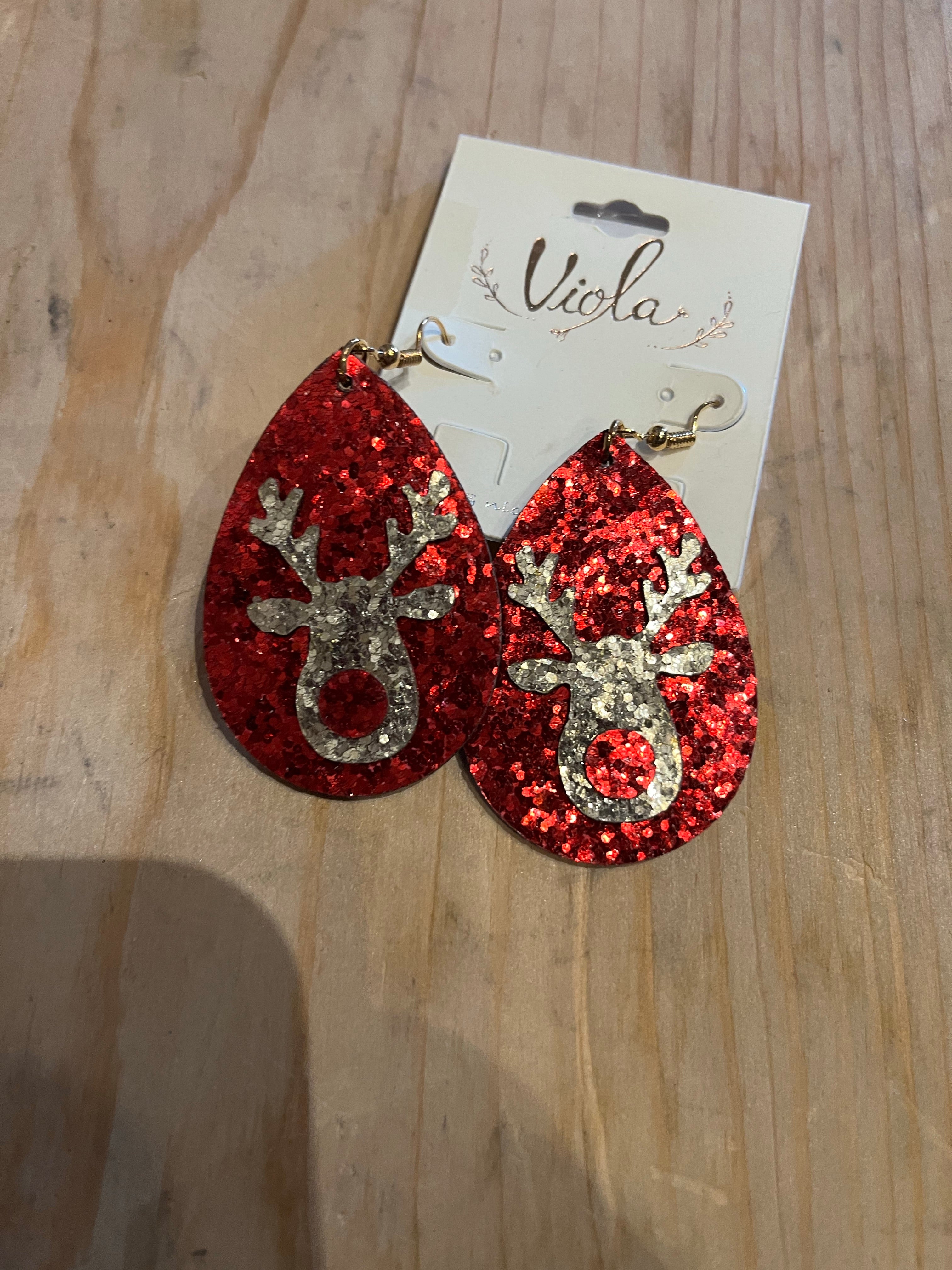 Glitter reindeer earrings