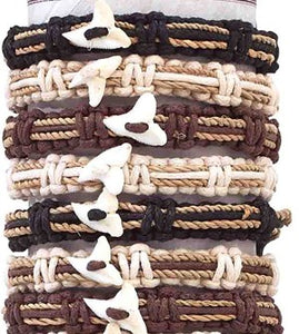 Shark Tooth Adjustable Slide-Knot Bracelet Assorted